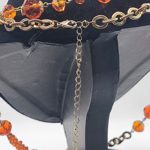 Vintage Estate 1970s Orange Chunky Long Strand Necklace Earrings Demi Parure set - Picture 5 of 5